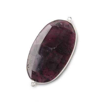 36x21mm Rhodolite Garnet Oval Sterling Silver Bezel Connector 1 piece