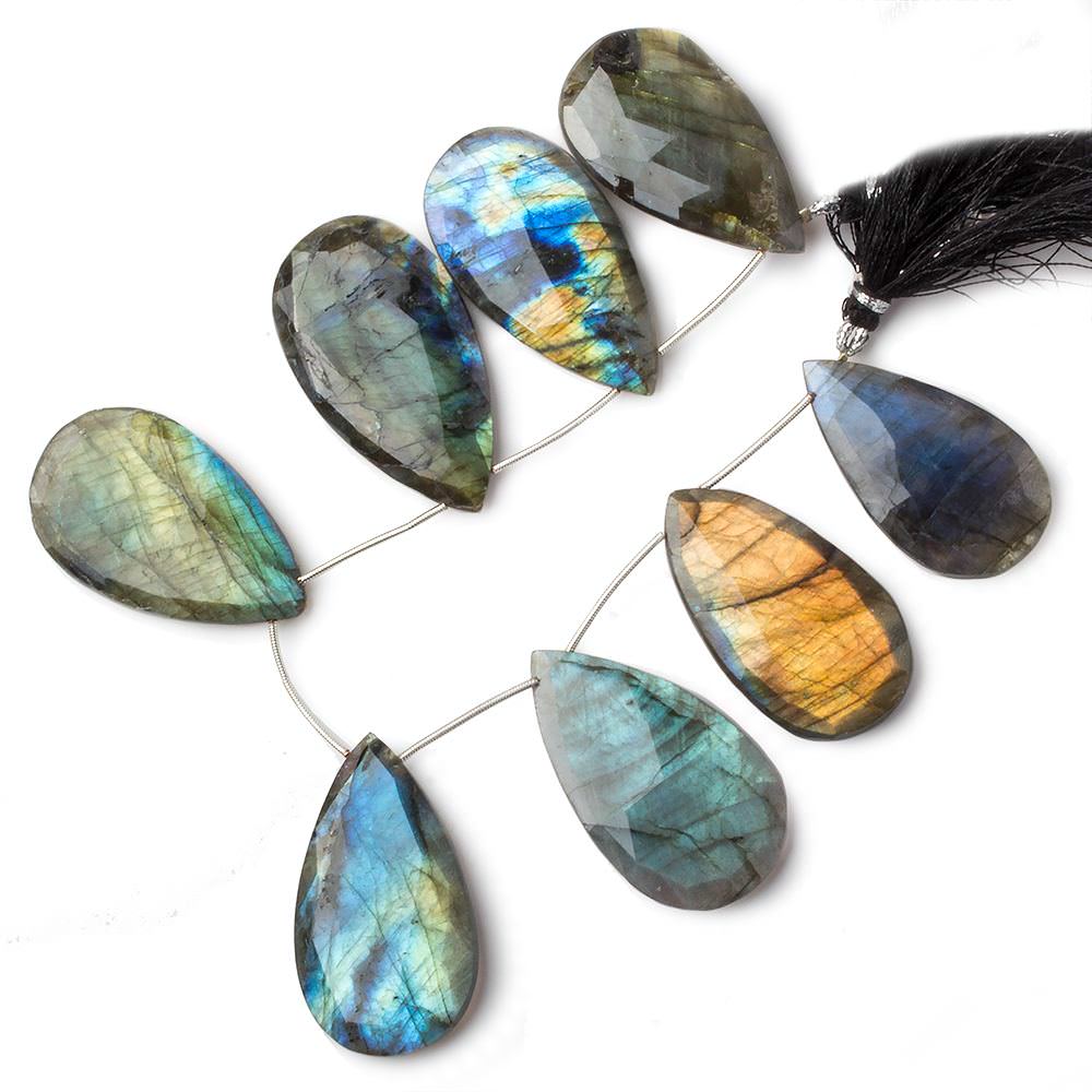 36x22-42x23mm Labradorite faceted pear briolette beads 8 inch 8 pieces A