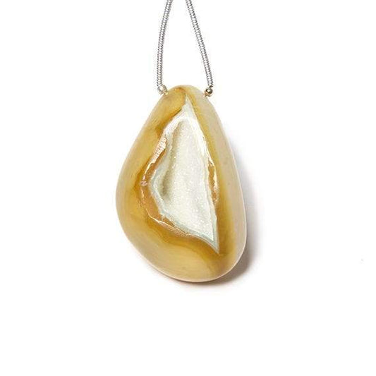 36x25mm Yellow and Cream Agate Drusy Freeform Focal Bead 1 piece