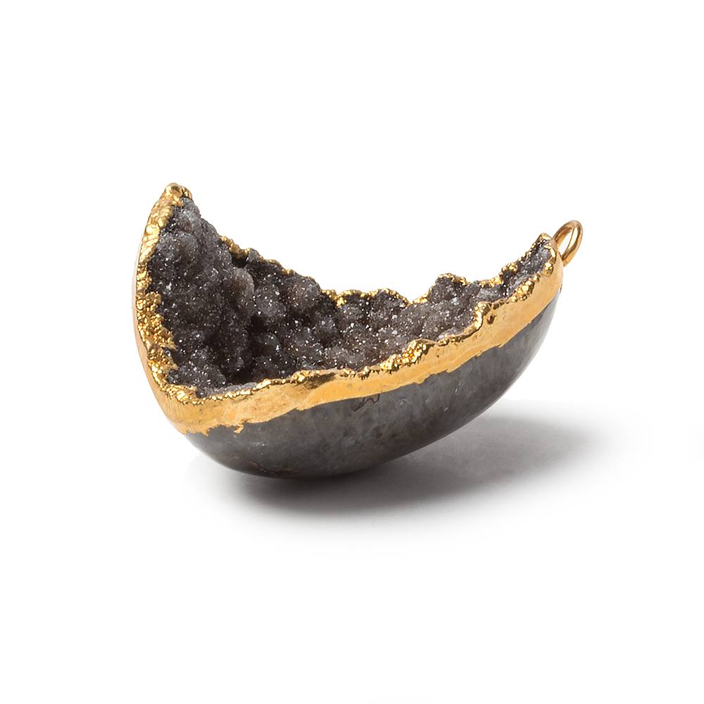 36x30x15mm Gold Leaf Edge Chocolate Agate Drusy Pendant 1 piece