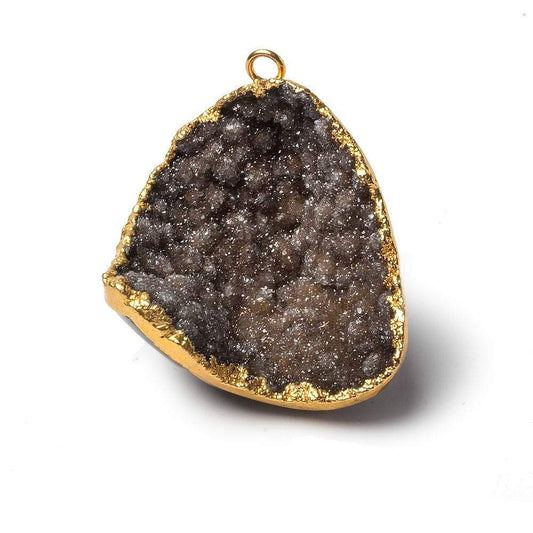 36x30x15mm Gold Leaf Edge Chocolate Agate Drusy Pendant 1 piece