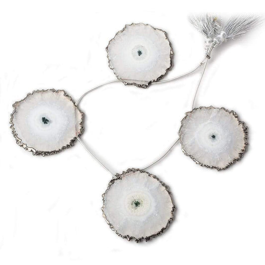 36x36-40x40mm Black Gold Leafed Solar Quartz Slices AAA Grade 4 pieces