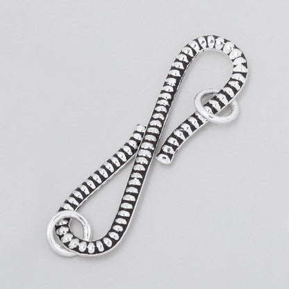 36x9mm Antiqued Sterling Silver S Hook Ribbed Design 1 piece