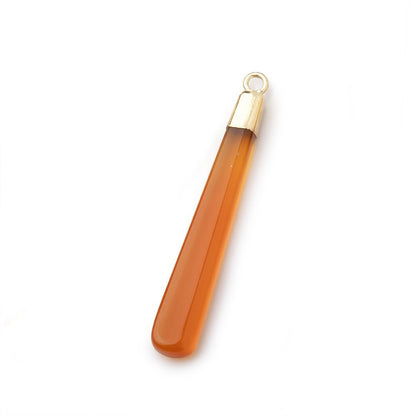 37-40mm Gold Leafed Orange Chalcedony Pear Pendant 1 focal piece