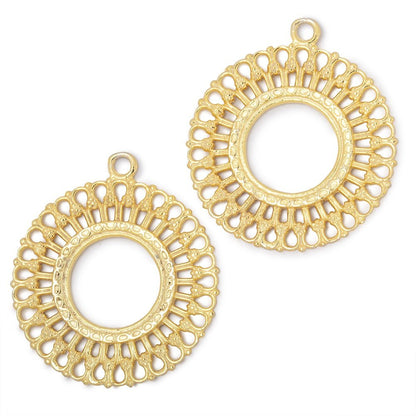37mm Round Filigree Charm Set of 2 pieces