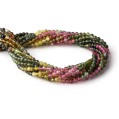 3.7mm Multi Color Tourmaline Plain Round Beads 14.75 inch 103 pieces