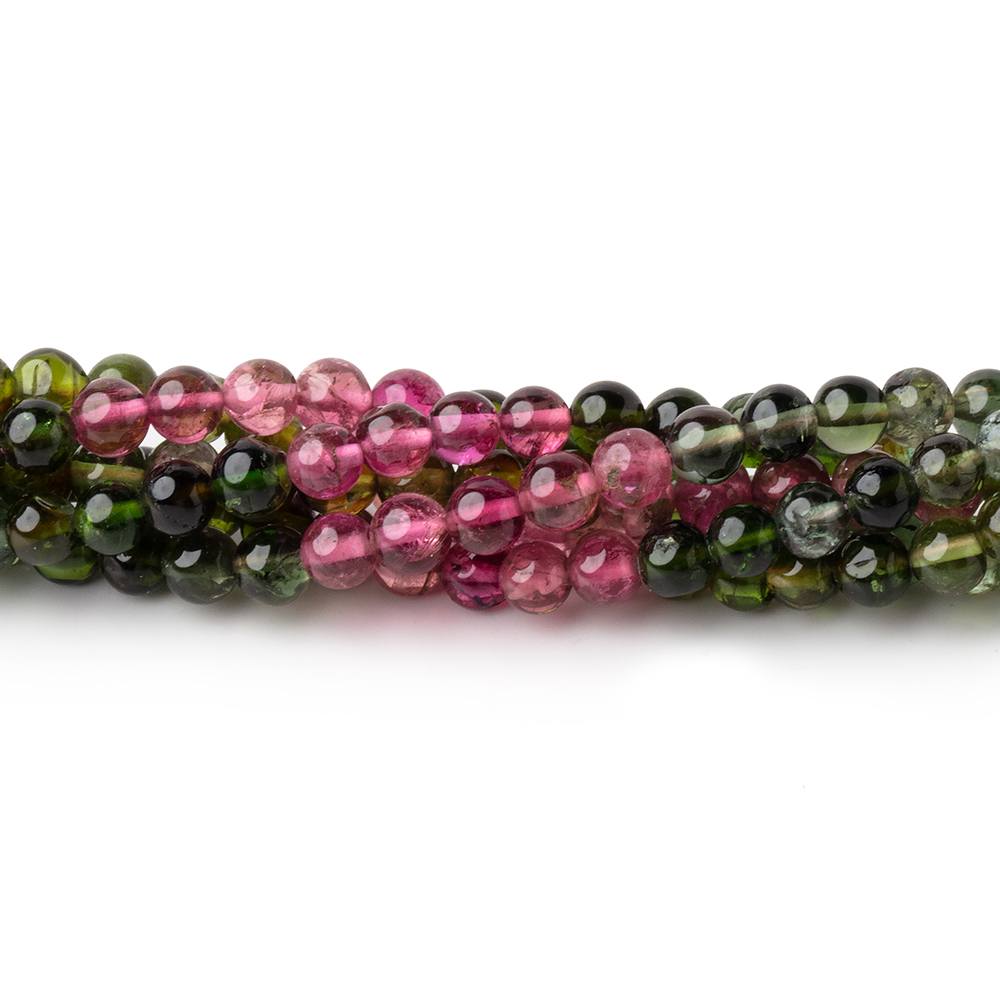 3.7mm Multi Color Tourmaline Plain Round Beads 14.75 inch 103 pieces