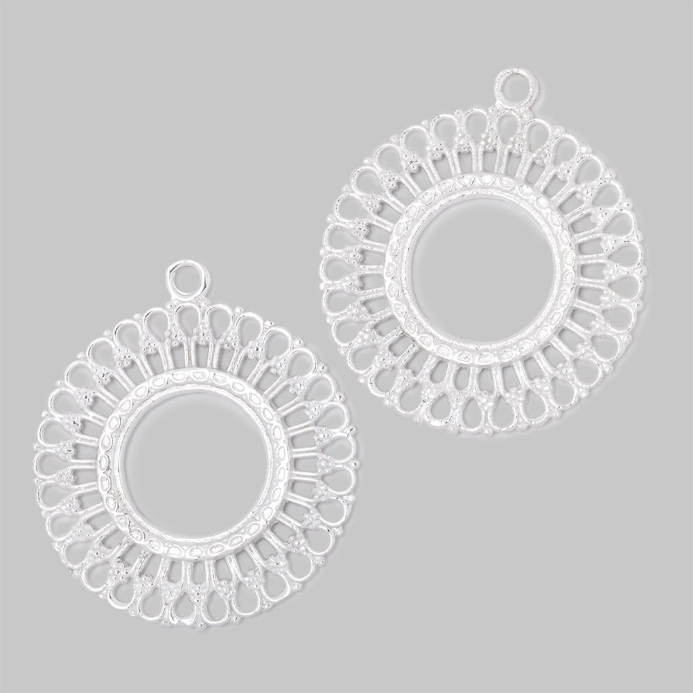 37mm Round Filigree Charm Set of 2 pieces