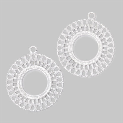 37mm Round Filigree Charm Set of 2 pieces
