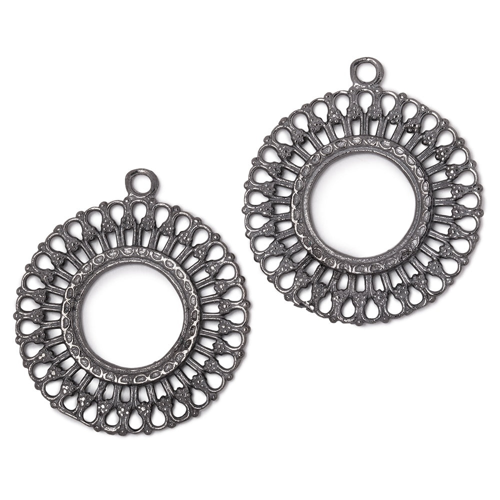 37mm Round Filigree Charm Set of 2 pieces