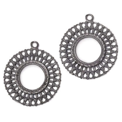 37mm Round Filigree Charm Set of 2 pieces