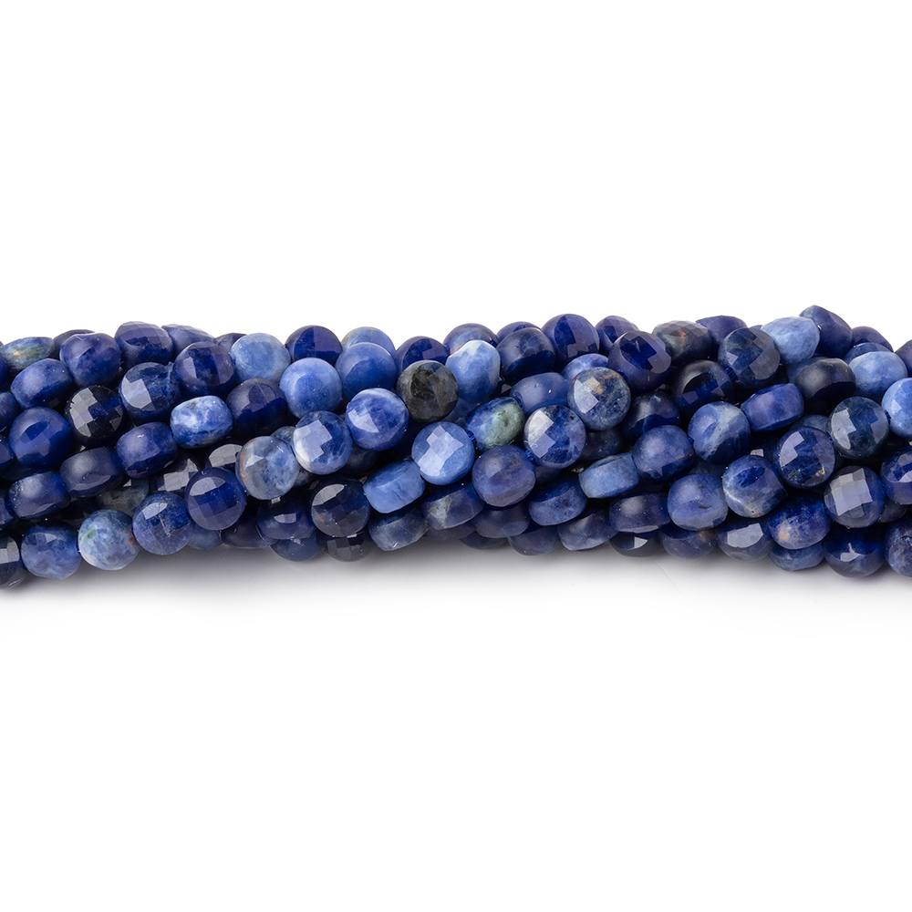 3.7mm Sodalite Checkerboard Faceted Calibrated Coins 12.5 inch 90 Beads
