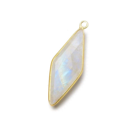 37x13mm Vermeil Bezel Rainbow Moonstone faceted kite pendant 1 piece