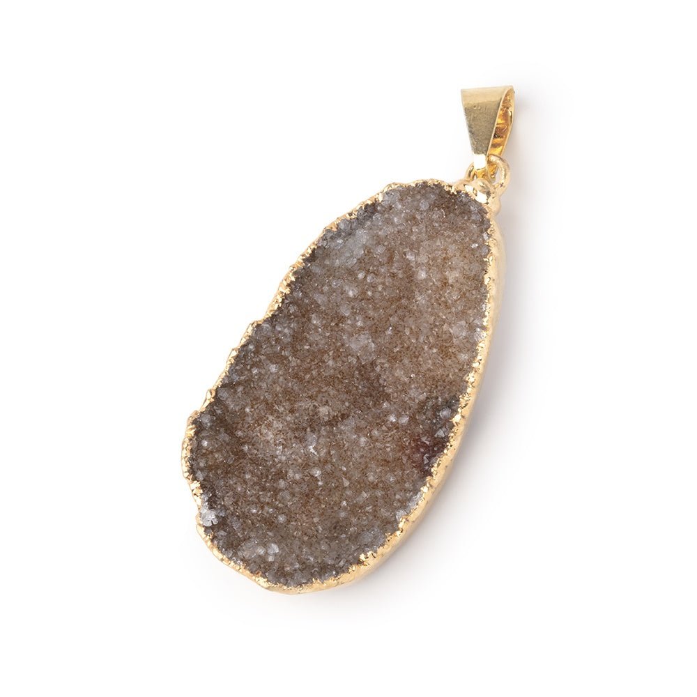 37x21mm Gold Leafed Brown Drusy Pendant 1 focal piece