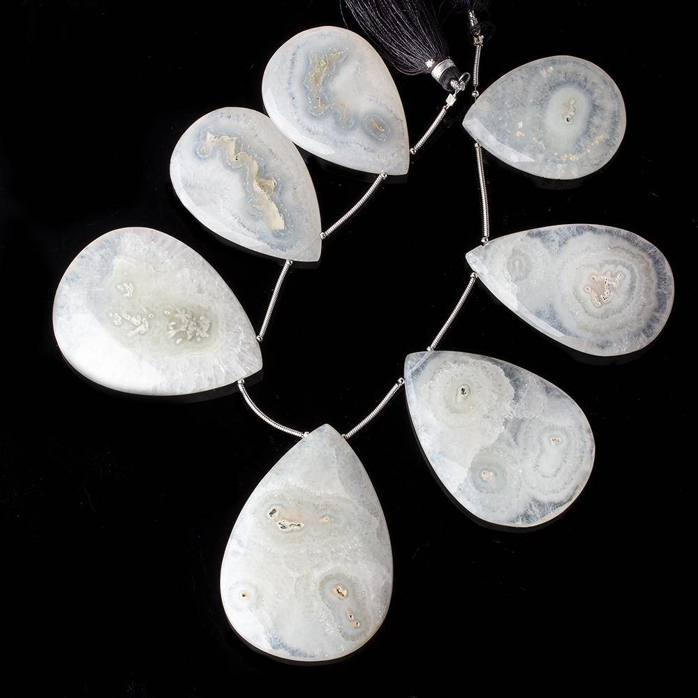 37x28-53x37mm Solar Quartz Faceted Pear Beads 9 inch 7 pcs