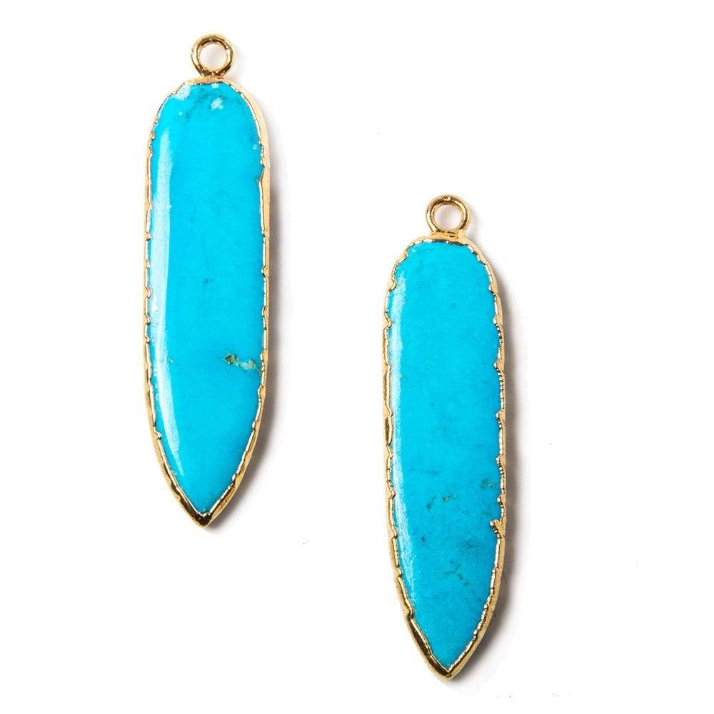 37x9mm Gold Leafed Turquoise Howlite Pendant 1 piece