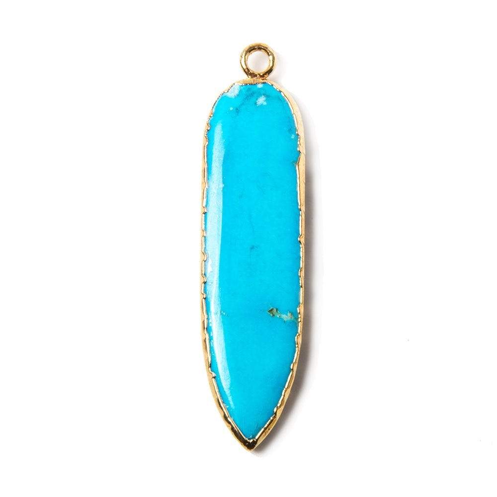 37x9mm Gold Leafed Turquoise Howlite Pendant 1 piece