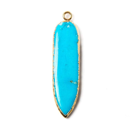 37x9mm Gold Leafed Turquoise Howlite Pendant 1 piece