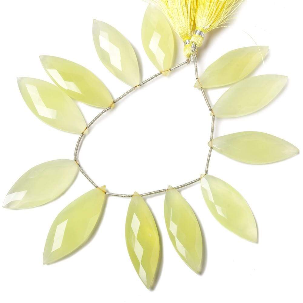 38-46mm Lemon Yellow Chalcedony Faceted Marquise Beads 8 inch 12 pieces