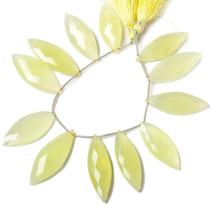 38-46mm Lemon Yellow Chalcedony Faceted Marquise Beads 8 inch 12 pieces