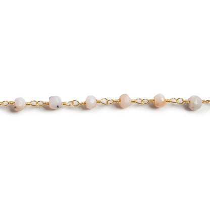3.8 mm Pink Peruvian Opal faceted rondelle Gold plated Chain by the foot 34pcs