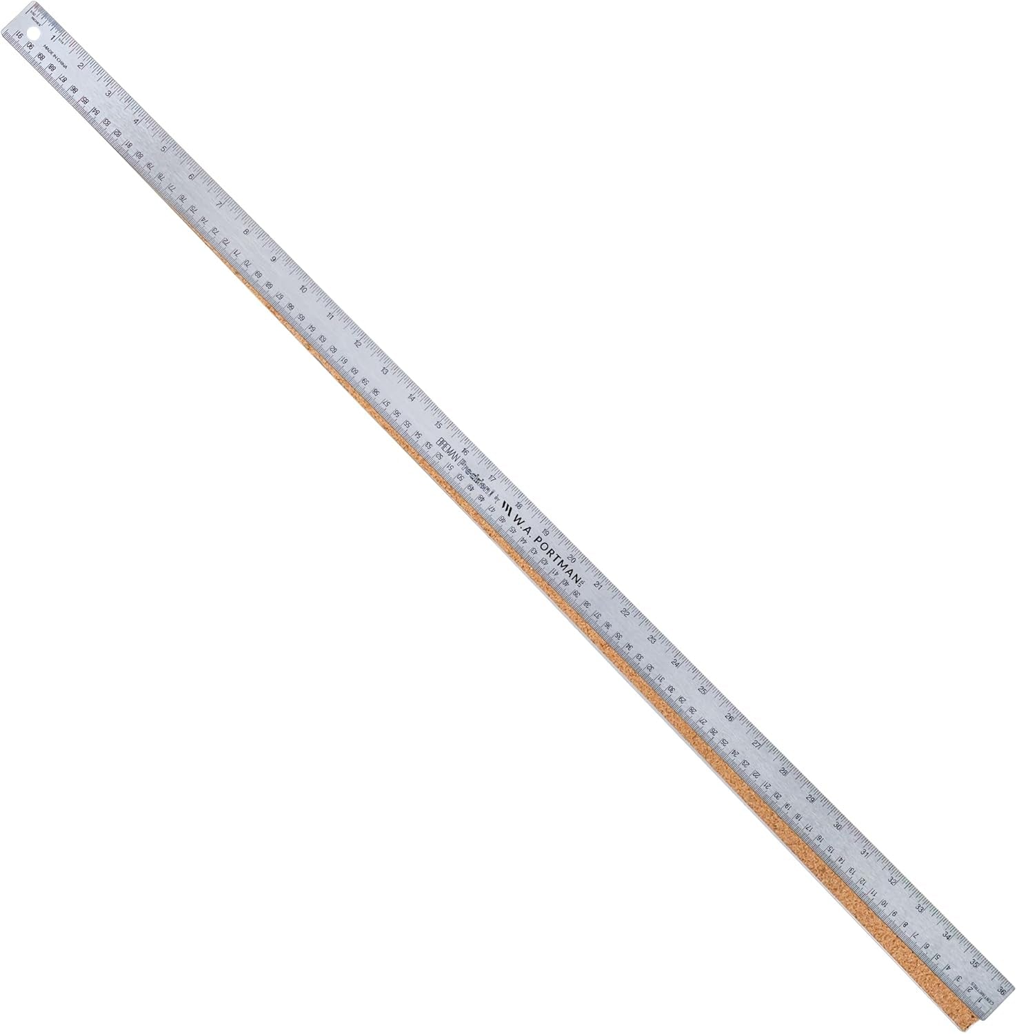 Metal Ruler 36 Inch Cork Back - Straight Edge 36 Inch Metal Ruler - Flexible & Non-Slip Stainless Steel - Imperial & Metric Graduations for Precision Measuring