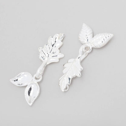 38x18mm Sterling Silver Hook and Eye Clasp with Leaves 1 piece