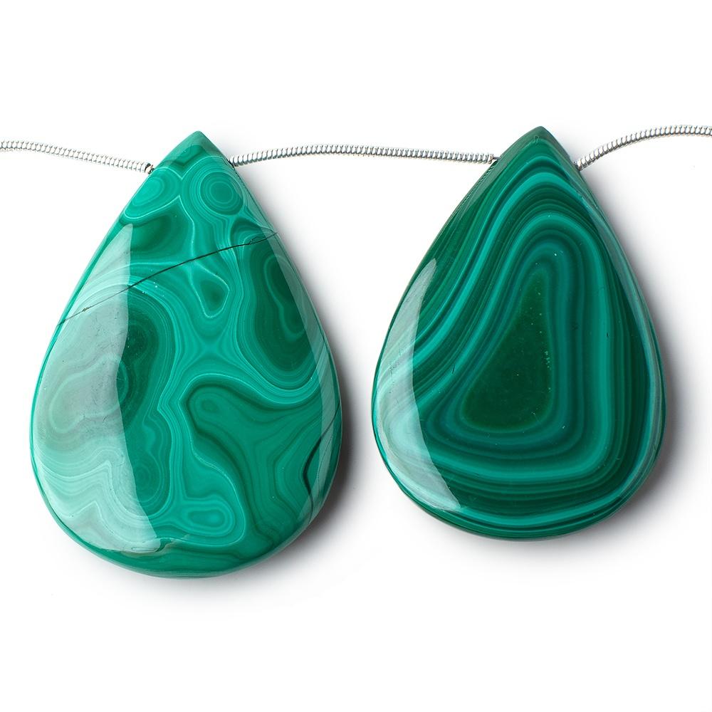 38x24-48x32mm Malachite Plain Pear Briolettes 6 inch 5 Beads