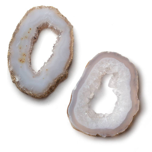 38x25-36x27mm Occo Agate with Drusy Slice without drill hole 2 pieces