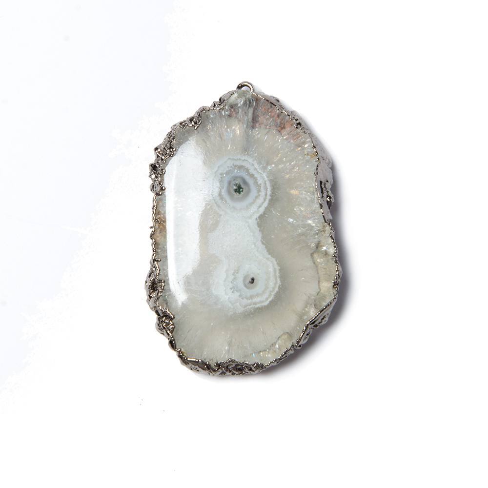 38x25mm Black Gold Leaf Edged Solar Quartz Stalactite Pendant 1 piece