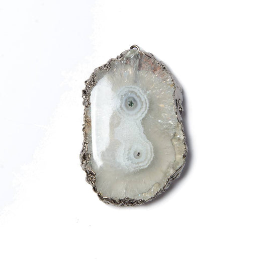 38x25mm Black Gold Leaf Edged Solar Quartz Stalactite Pendant 1 piece