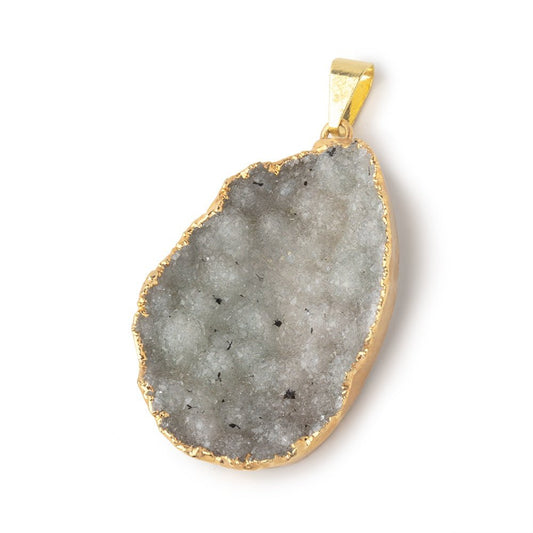 38x26mm Gold Leafed Dove Gray Drusy Pendant 1 focal piece