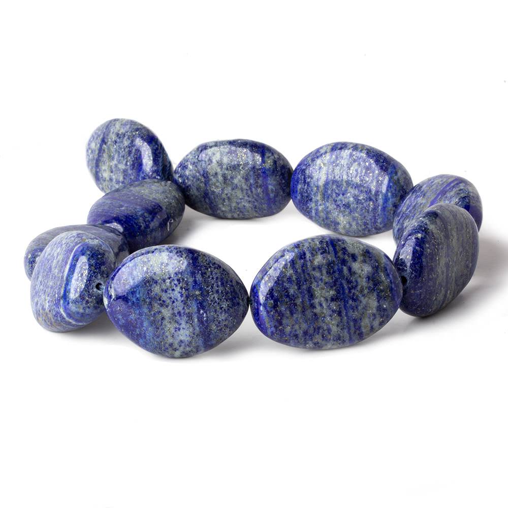 38x27-40x30mm Lapis Lazuli banded plain nugget beads 16 inch 10 pieces