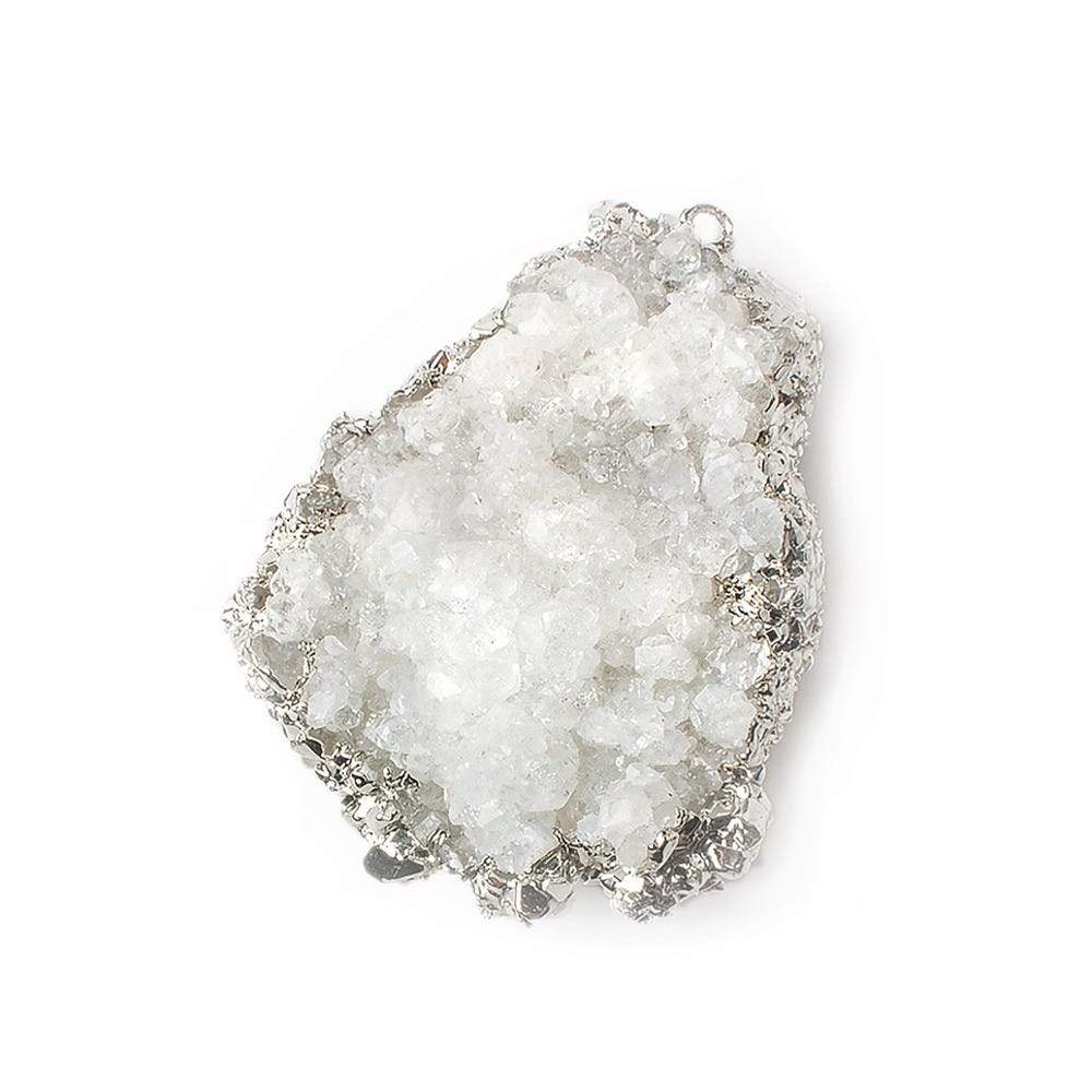 38x28mm Silver Leafed Calcite Mineral Crystal Pendant 1 piece