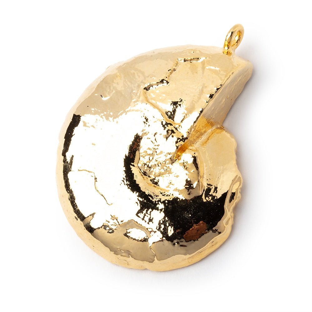 38x32.5mm Gold Leafed Ammonite Fossil Pendant 1 piece