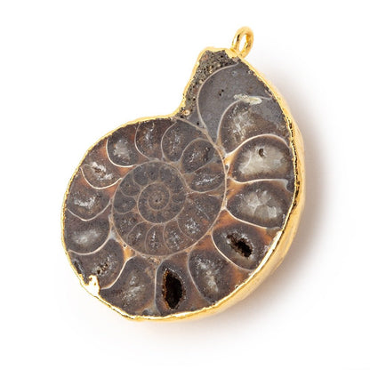 38x32mm Gold Leafed Ammonite Fossil Pendant 1 focal piece