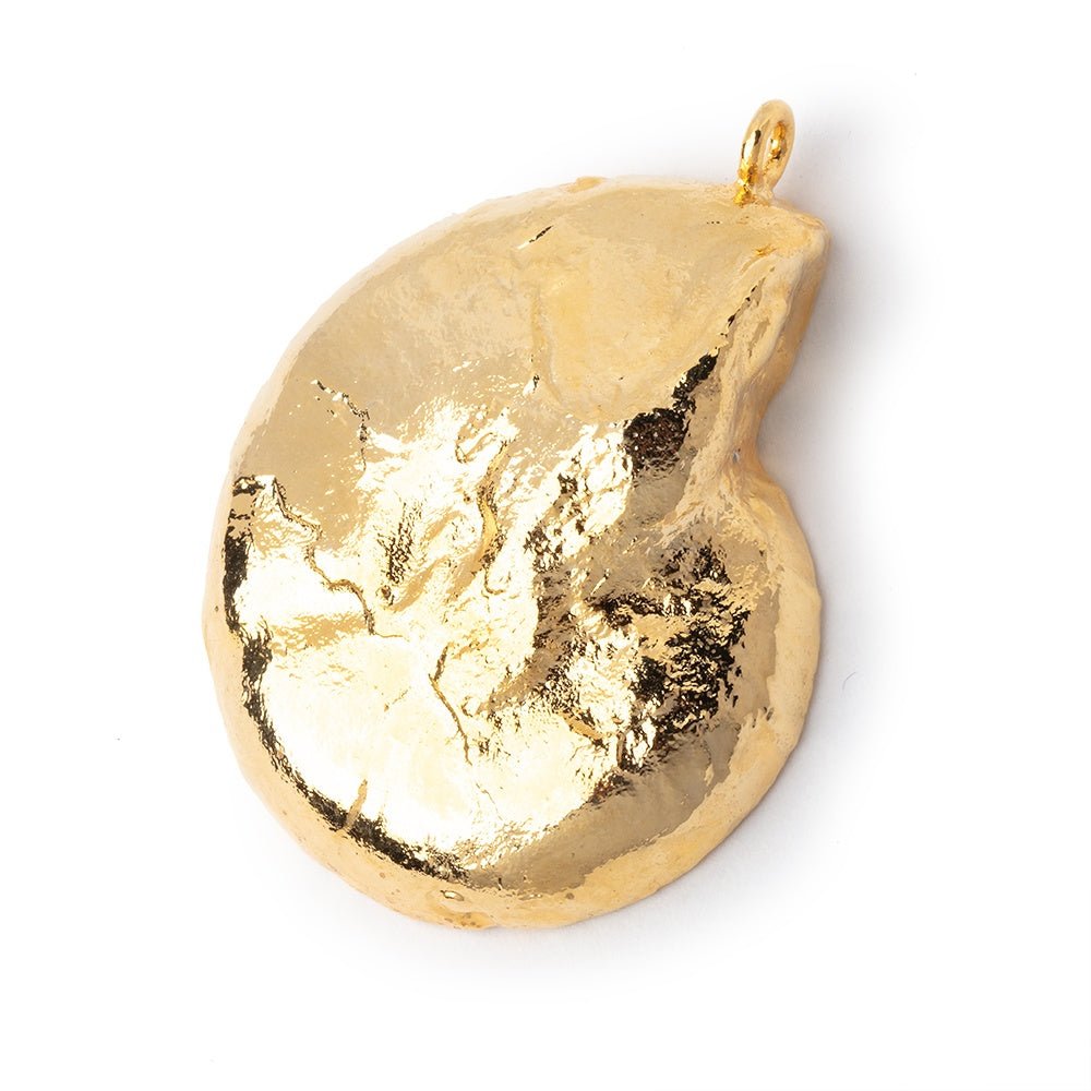38x32mm Gold Leafed Ammonite Fossil Pendant 1 piece