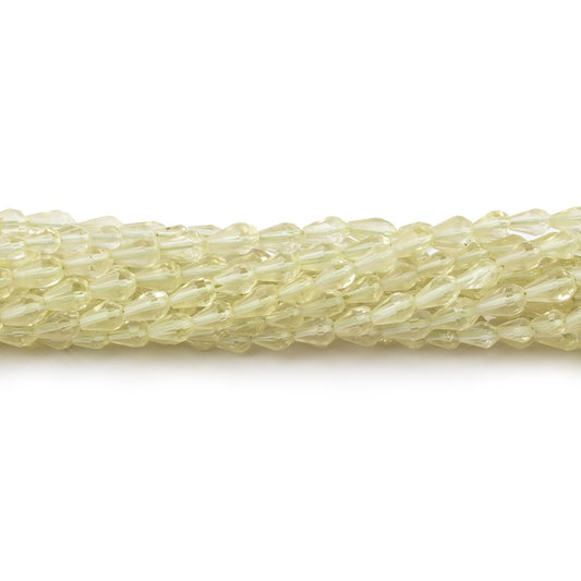 4-4.5mm Lemon Quartz Straight Drilled Tear Drops 14.75 inch 63 Beads