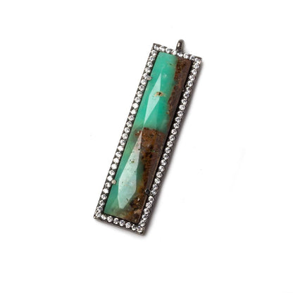 39x10.5mm Black Gold Bezel CZ and Chrysoprase Bar 1 ring Pendant 1 piece