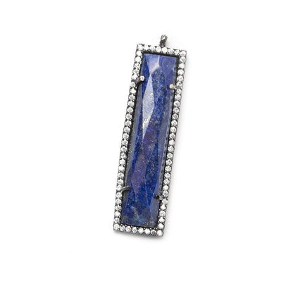 39x10.5mm Black Gold Bezel CZ and Lapis Lazuli Bar 1 ring Pendant 1 piece