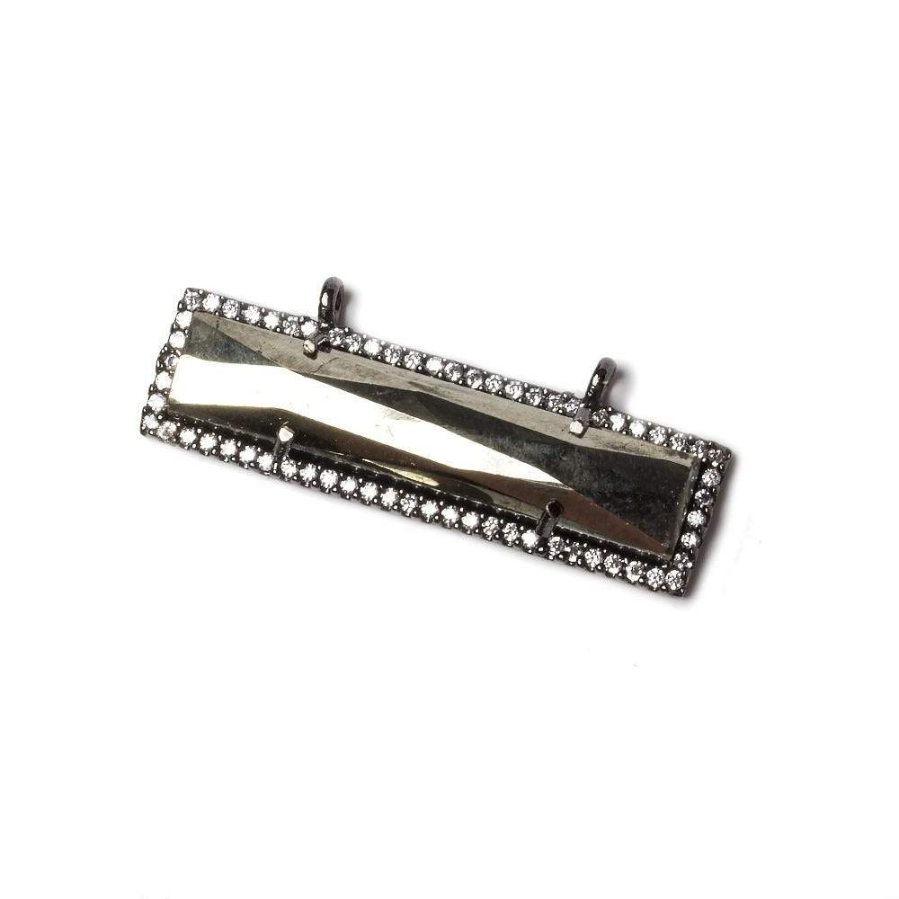 39x10.5mm Black Gold Bezel CZ and Pyrite Bar 2 ring East - West Connector 1 piece