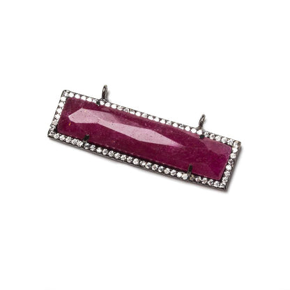 39x10.5mm Black Gold Bezel CZ and Ruby Bar 2 ring East - West Connector 1 piece