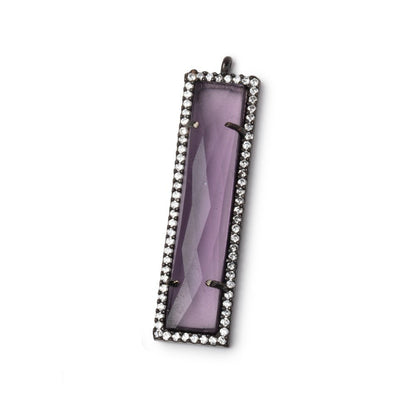 39x10.5mm Black Gold CZ Bezel Purple Hydro Quartz Bar Pendant 1 Focal