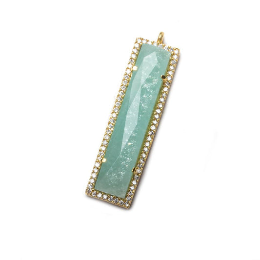39x10.5mm Vermeil Bezel CZ and Amazonite Bar 1 ring Pendant 1 piece