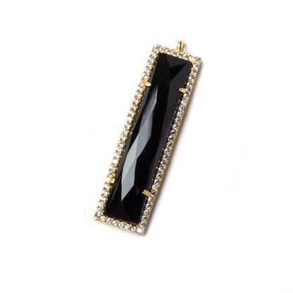 39x10.5mm Vermeil Bezel CZ and Black Chalcedony Bar 1 ring Pendant 1 piece