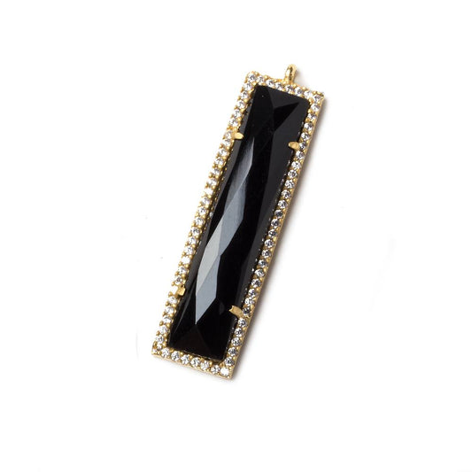 39x10.5mm Vermeil Bezel CZ and Black Chalcedony Bar 1 ring Pendant 1 piece