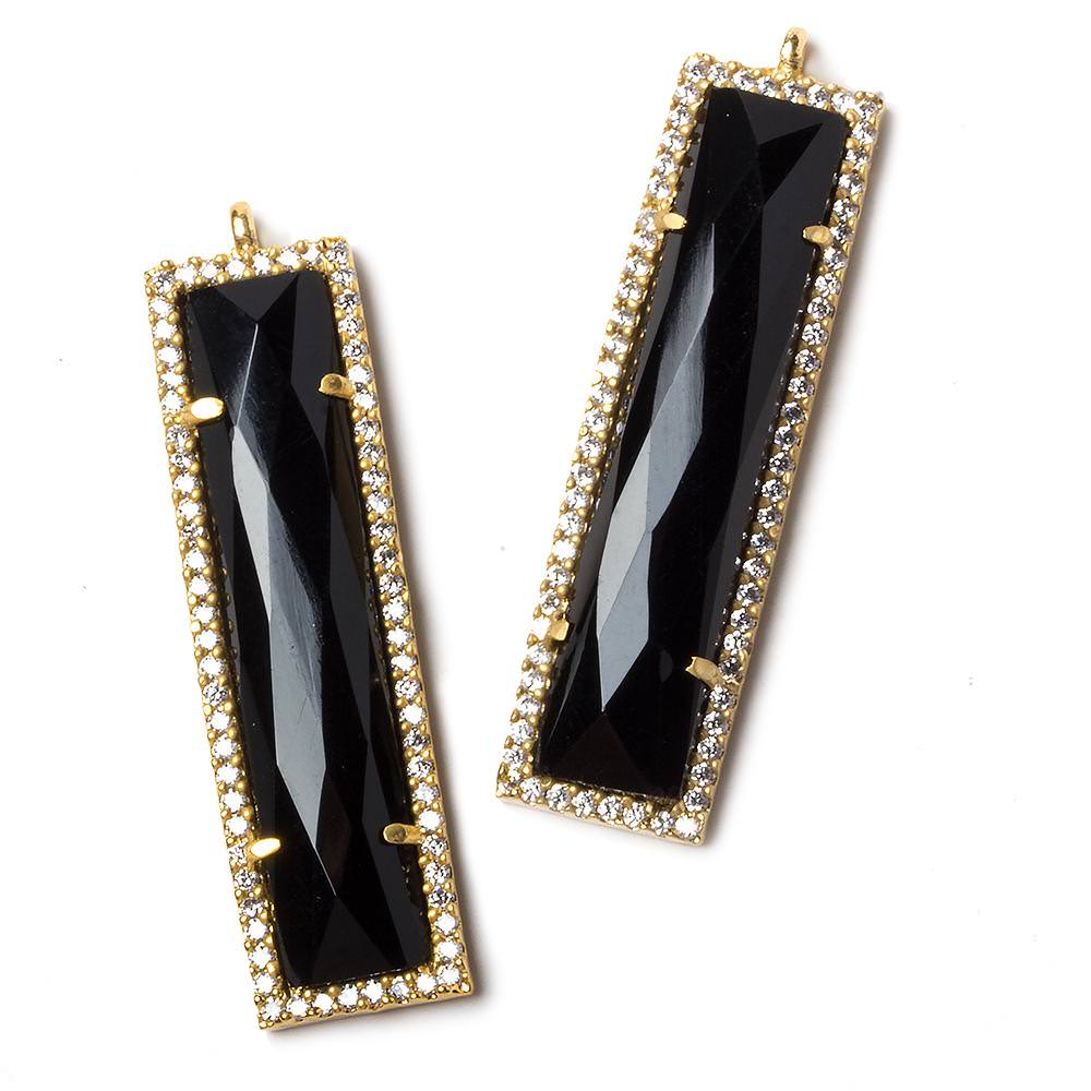 39x10.5mm Vermeil Bezel CZ and Black Chalcedony Bar 1 ring Pendant 1 piece