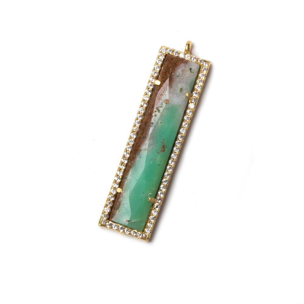 39x10.5mm Vermeil Bezel CZ and Chrysoprase Bar 1 ring Pendant 1 piece