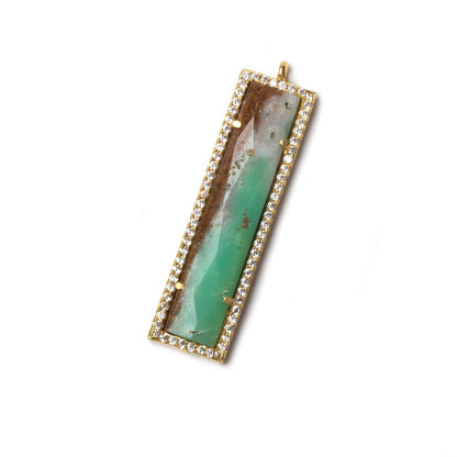 39x10.5mm Vermeil Bezel CZ and Chrysoprase Bar 1 ring Pendant 1 piece