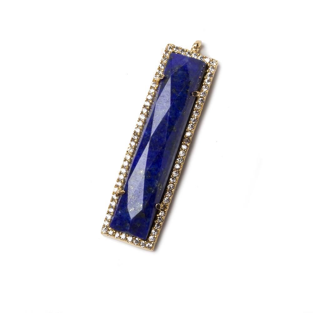 39x10.5mm Vermeil Bezel CZ and Lapis Lazuli Bar 1 ring Pendant 1 piece